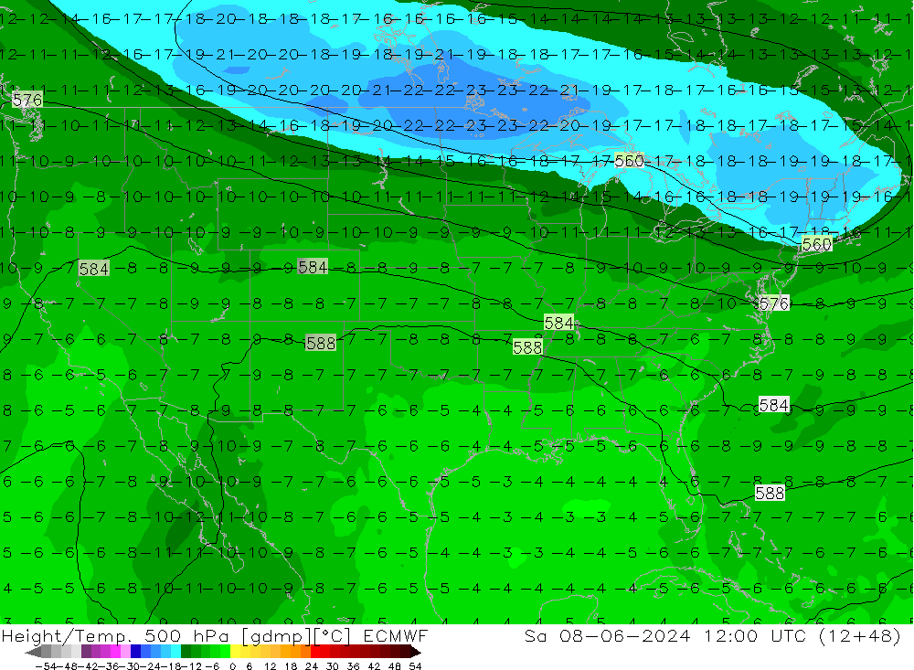 Z500/Rain (+SLP)/Z850 ECMWF Sa 08.06.2024 12 UTC