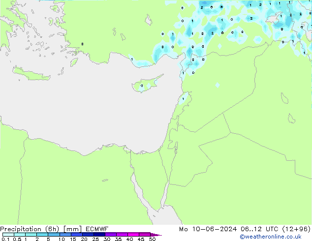 Précipitation (6h) ECMWF lun 10.06.2024 12 UTC