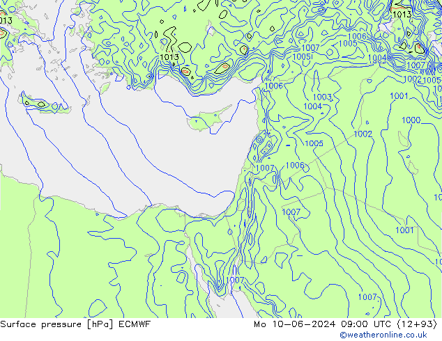 Surface pressure ECMWF Mo 10.06.2024 09 UTC