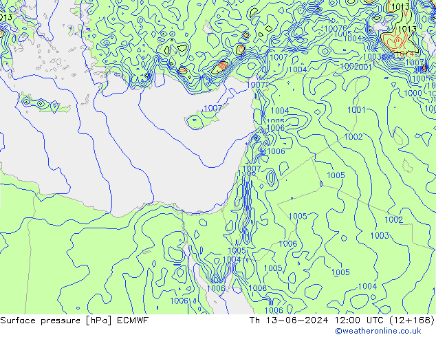 Surface pressure ECMWF Th 13.06.2024 12 UTC