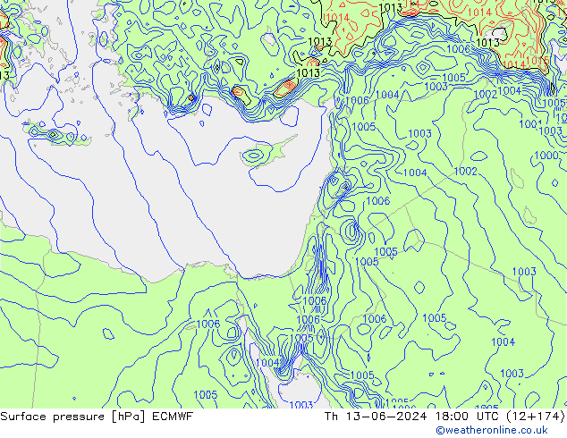 Yer basıncı ECMWF Per 13.06.2024 18 UTC