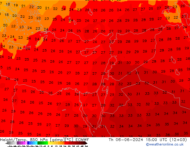 Height/Temp. 850 hPa ECMWF  06.06.2024 15 UTC