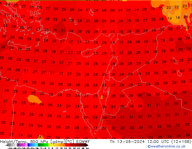 Z500/Regen(+SLP)/Z850 ECMWF do 13.06.2024 12 UTC