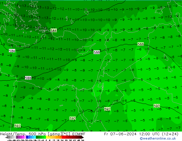 Z500/Rain (+SLP)/Z850 ECMWF  07.06.2024 12 UTC