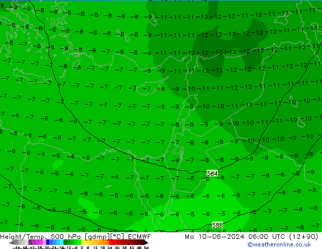 Z500/Yağmur (+YB)/Z850 ECMWF Pzt 10.06.2024 06 UTC