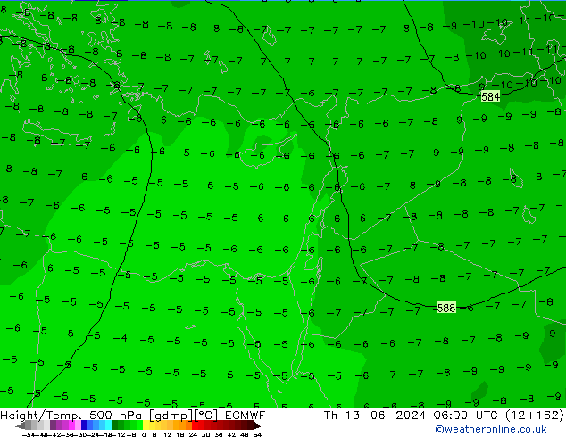 Z500/Rain (+SLP)/Z850 ECMWF Qui 13.06.2024 06 UTC