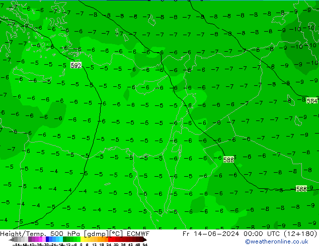 Z500/Rain (+SLP)/Z850 ECMWF Fr 14.06.2024 00 UTC