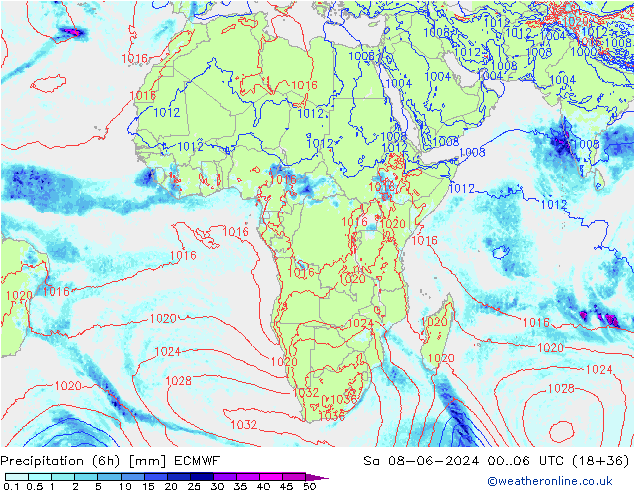 Z500/Rain (+SLP)/Z850 ECMWF сб 08.06.2024 06 UTC