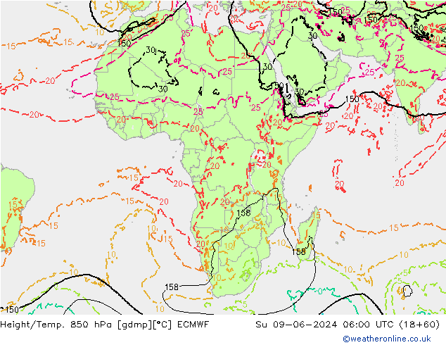 Z500/Regen(+SLP)/Z850 ECMWF zo 09.06.2024 06 UTC