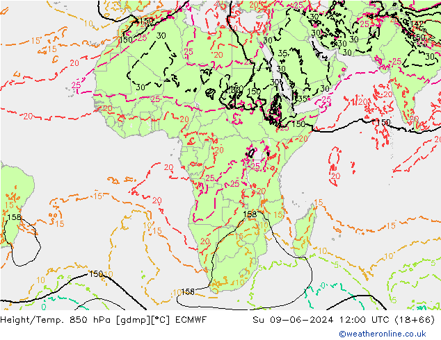 Z500/Rain (+SLP)/Z850 ECMWF  09.06.2024 12 UTC