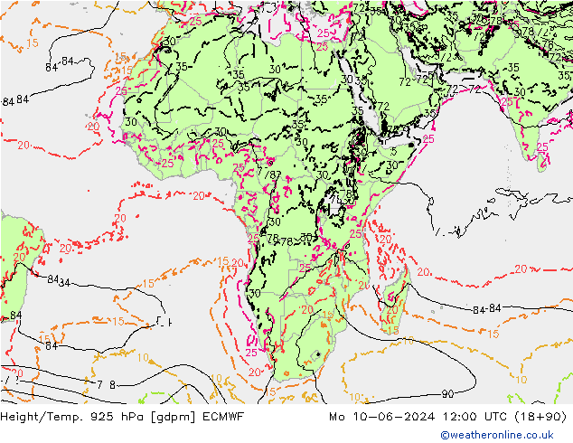 Height/Temp. 925 hPa ECMWF  10.06.2024 12 UTC