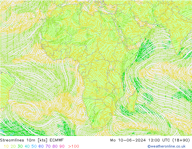 Linea di flusso 10m ECMWF lun 10.06.2024 12 UTC