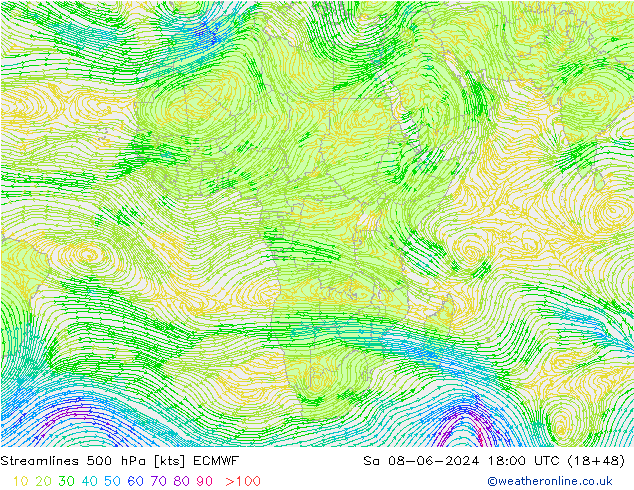 Rüzgar 500 hPa ECMWF Cts 08.06.2024 18 UTC
