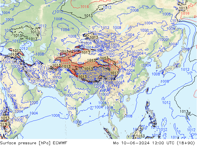 ciśnienie ECMWF pon. 10.06.2024 12 UTC