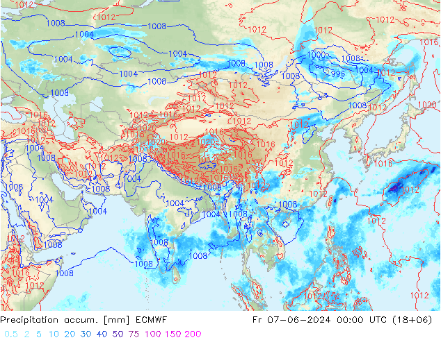 Precipitation accum. ECMWF Fr 07.06.2024 00 UTC