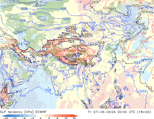 SLP tendency ECMWF Fr 07.06.2024 00 UTC