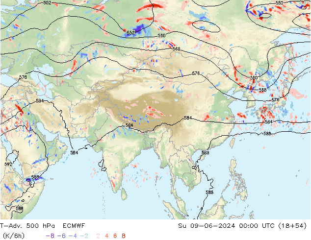 T-Adv. 500 hPa ECMWF dom 09.06.2024 00 UTC