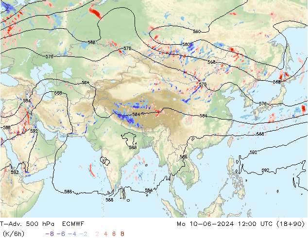 T-Adv. 500 hPa ECMWF Po 10.06.2024 12 UTC