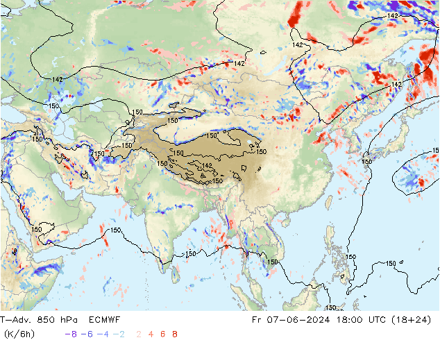 T-Adv. 850 hPa ECMWF ven 07.06.2024 18 UTC