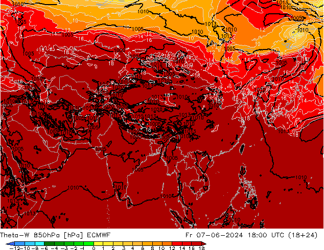 Theta-W 850hPa ECMWF ven 07.06.2024 18 UTC