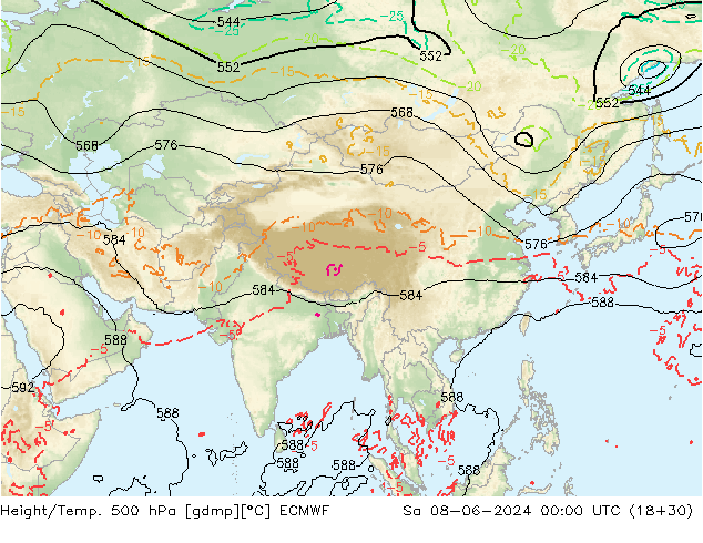 Géop./Temp. 500 hPa ECMWF sam 08.06.2024 00 UTC