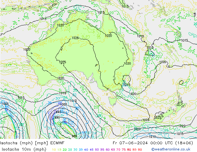 Isotachs (mph) ECMWF Fr 07.06.2024 00 UTC