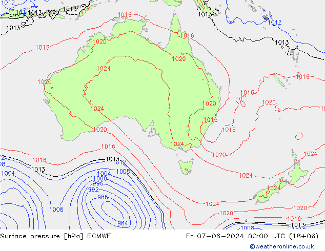 Surface pressure ECMWF Fr 07.06.2024 00 UTC