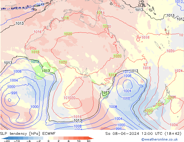 Tendenza di Pressione ECMWF sab 08.06.2024 12 UTC