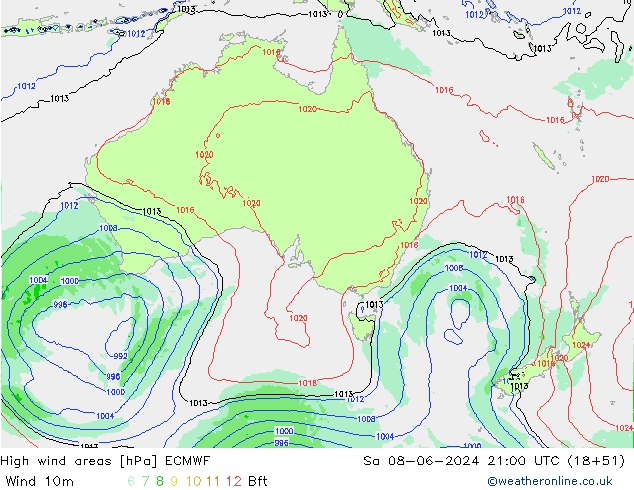 High wind areas ECMWF sam 08.06.2024 21 UTC