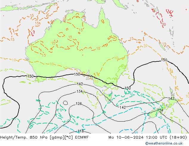 Géop./Temp. 850 hPa ECMWF lun 10.06.2024 12 UTC