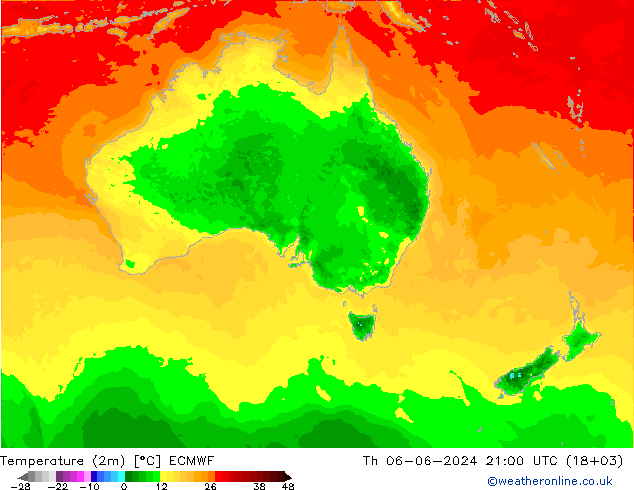 Temperature (2m) ECMWF Th 06.06.2024 21 UTC