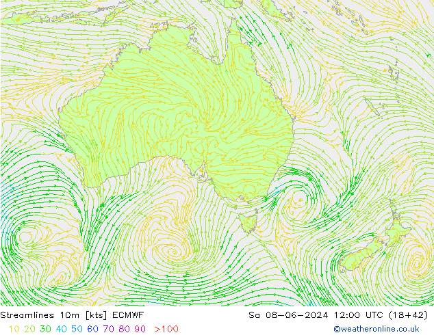 Linea di flusso 10m ECMWF sab 08.06.2024 12 UTC