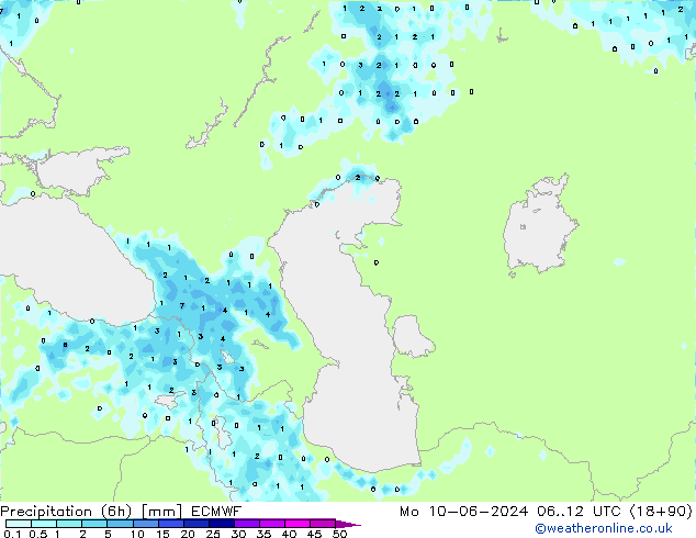 Precipitação (6h) ECMWF Seg 10.06.2024 12 UTC