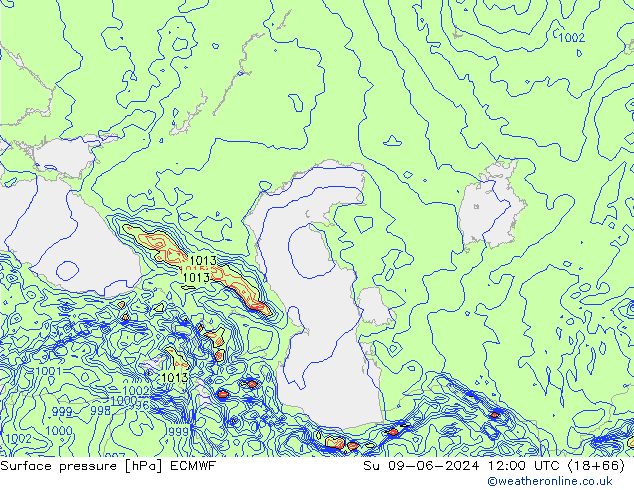 приземное давление ECMWF Вс 09.06.2024 12 UTC