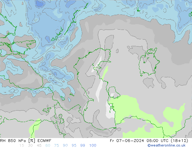 RH 850 hPa ECMWF Fr 07.06.2024 06 UTC