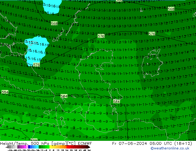 Z500/Yağmur (+YB)/Z850 ECMWF Cu 07.06.2024 06 UTC