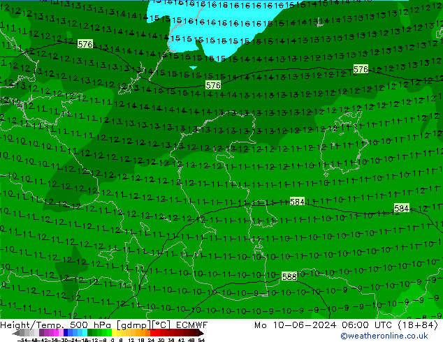 Z500/Rain (+SLP)/Z850 ECMWF Mo 10.06.2024 06 UTC