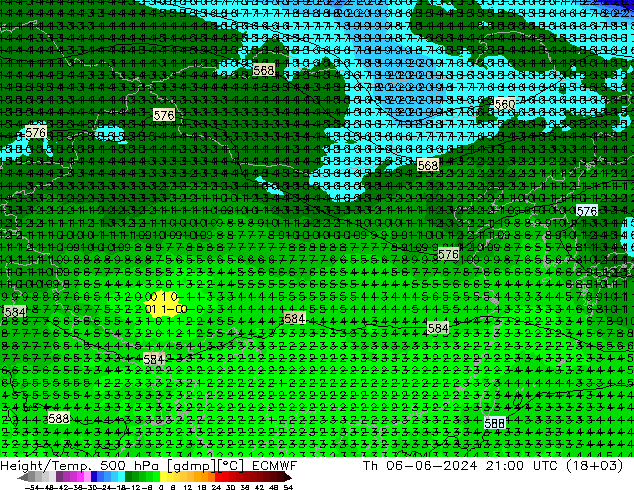 Height/Temp. 500 hPa ECMWF 星期四 06.06.2024 21 UTC