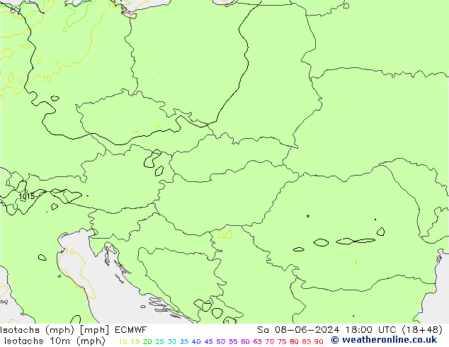 Isotachs (mph) ECMWF Sa 08.06.2024 18 UTC