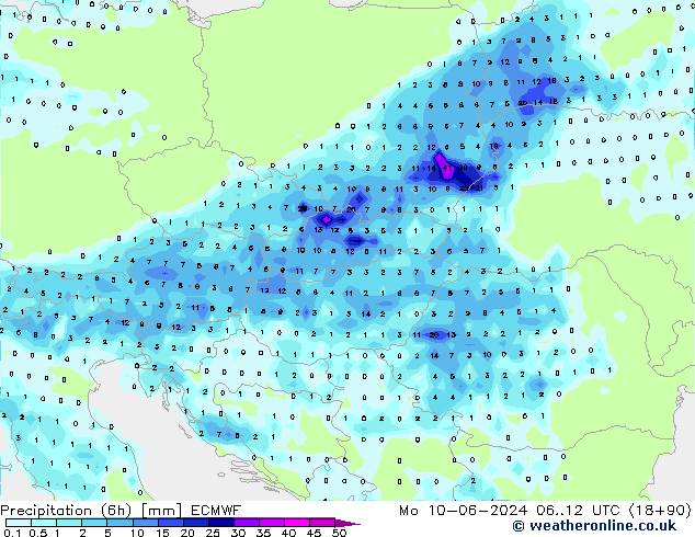 Yağış (6h) ECMWF Pzt 10.06.2024 12 UTC