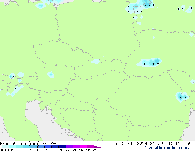 Precipitation ECMWF Sa 08.06.2024 00 UTC