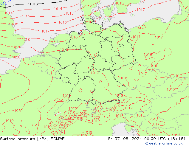 приземное давление ECMWF пт 07.06.2024 09 UTC