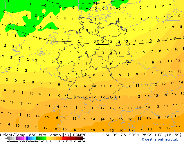 Z500/Rain (+SLP)/Z850 ECMWF dom 09.06.2024 06 UTC