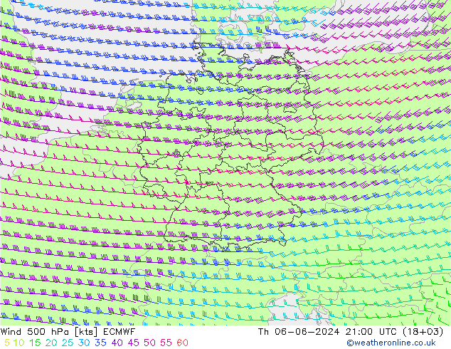 Vent 500 hPa ECMWF jeu 06.06.2024 21 UTC