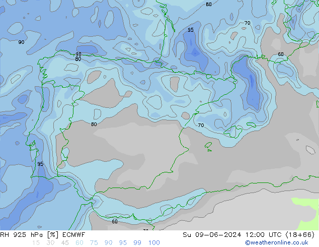 RH 925 hPa ECMWF Su 09.06.2024 12 UTC