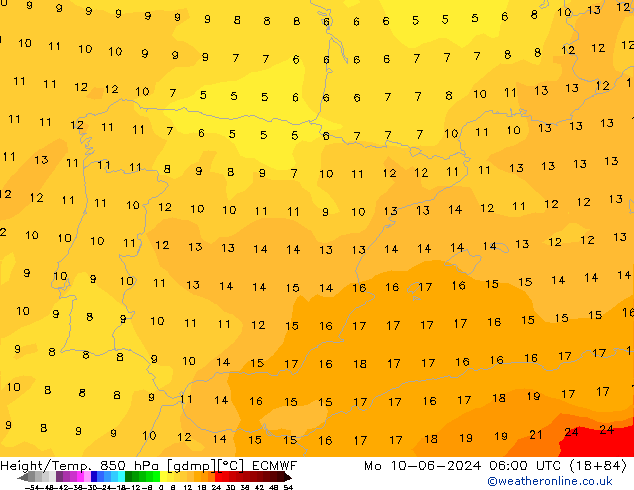 Z500/Rain (+SLP)/Z850 ECMWF Mo 10.06.2024 06 UTC