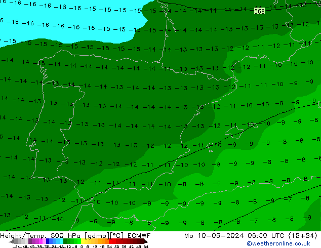 Z500/Rain (+SLP)/Z850 ECMWF Mo 10.06.2024 06 UTC