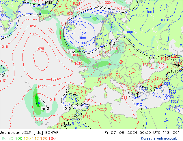 Jet stream/SLP ECMWF Fr 07.06.2024 00 UTC