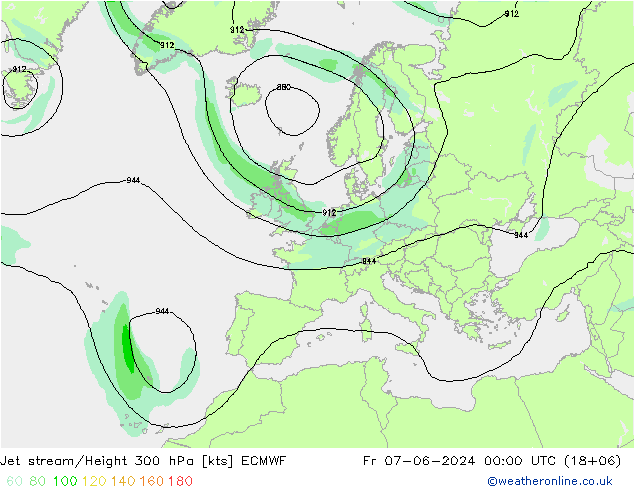 Corriente en chorro ECMWF vie 07.06.2024 00 UTC