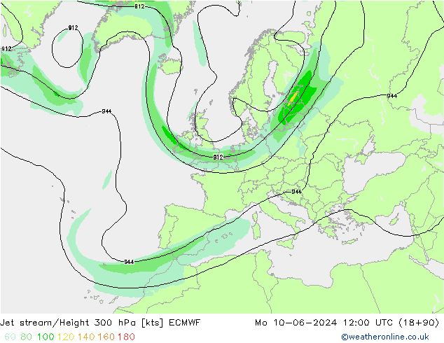 Corriente en chorro ECMWF lun 10.06.2024 12 UTC